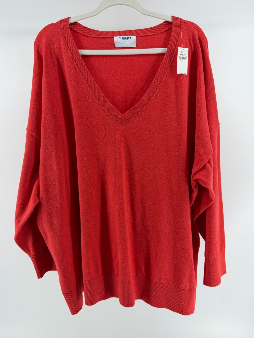 NWT Old Navy SoSoft Lite V-Neck Sweater in Bright Coral, Women's 4X